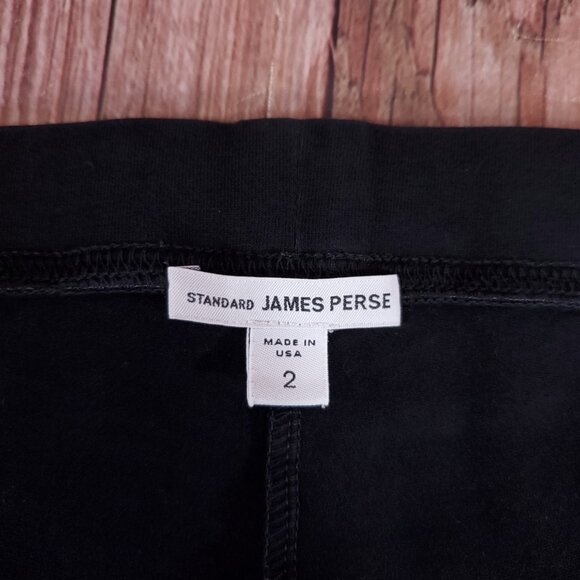 James Perse Womens Size 2 Stretch Jersey Long Leggings Black WHB1360 - Picture 8 of 11
